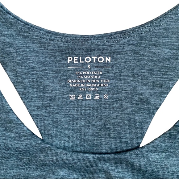 NEW Peloton Heathered Teal Blue Cutout Strappy Stretch Logo Sports Bra Size S - Picture 12 of 12